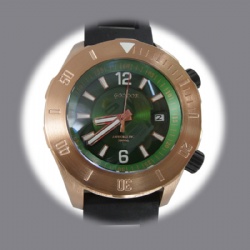 Bronze watch, superluminova, rotating bezel, exhaust valve
